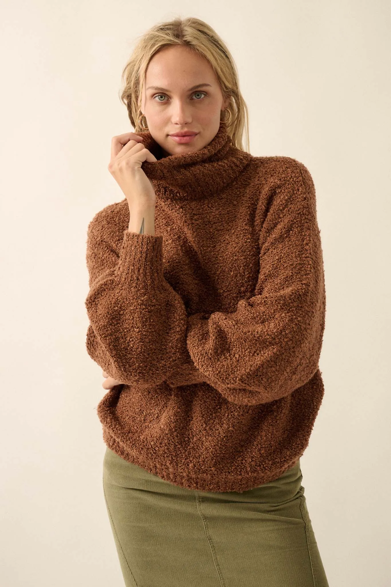 In My Feelings Textured Knit Turtleneck Sweater