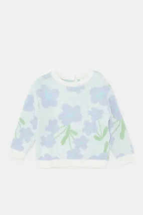 Infant Girls Blue Floral Print Pullover