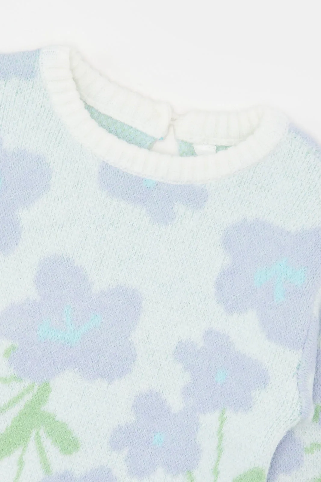 Infant Girls Blue Floral Print Pullover