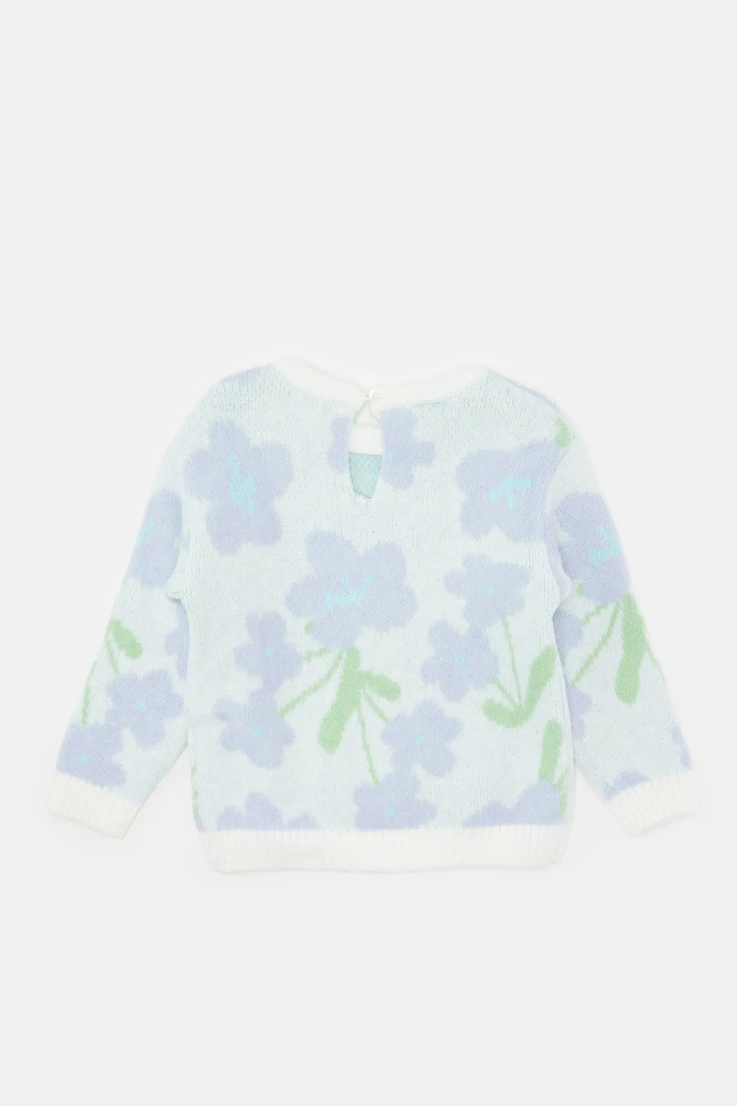 Infant Girls Blue Floral Print Pullover