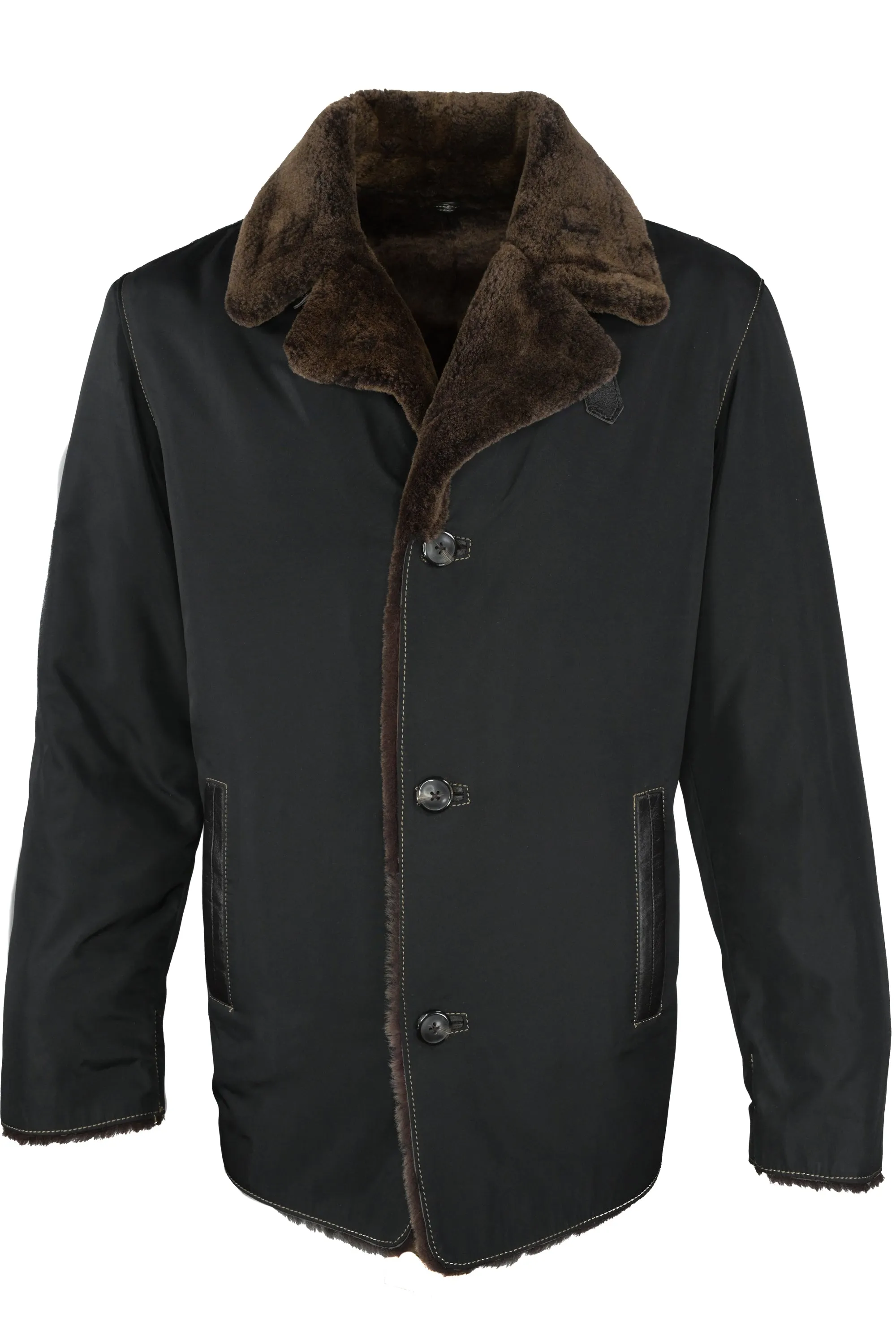 Inpore Shearling Leather Coat - Black