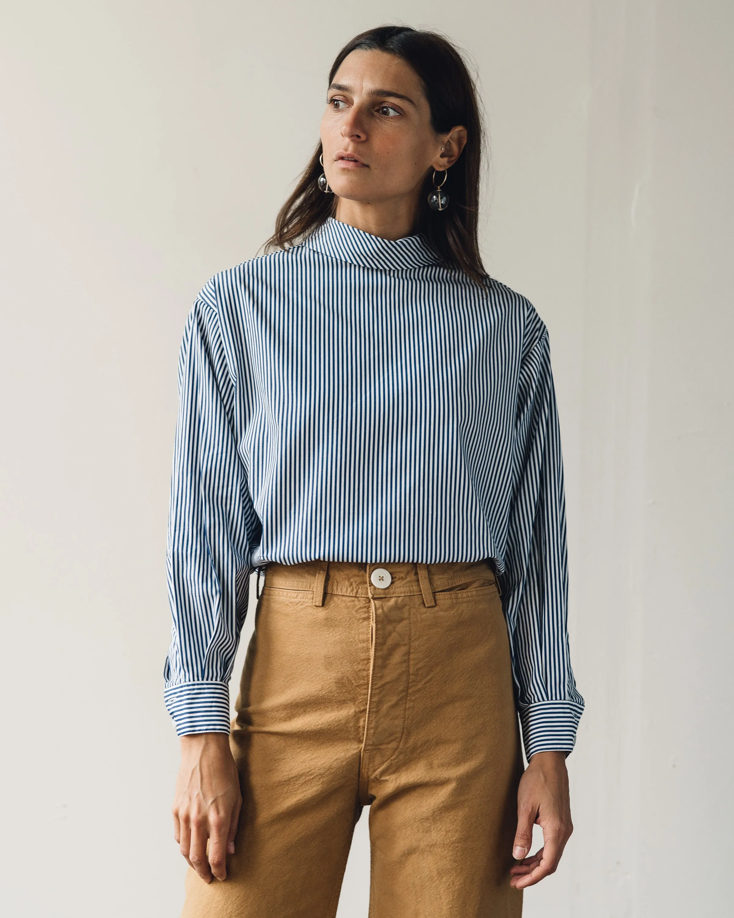 Jesse Kamm Box Turtleneck, Thin Stripe