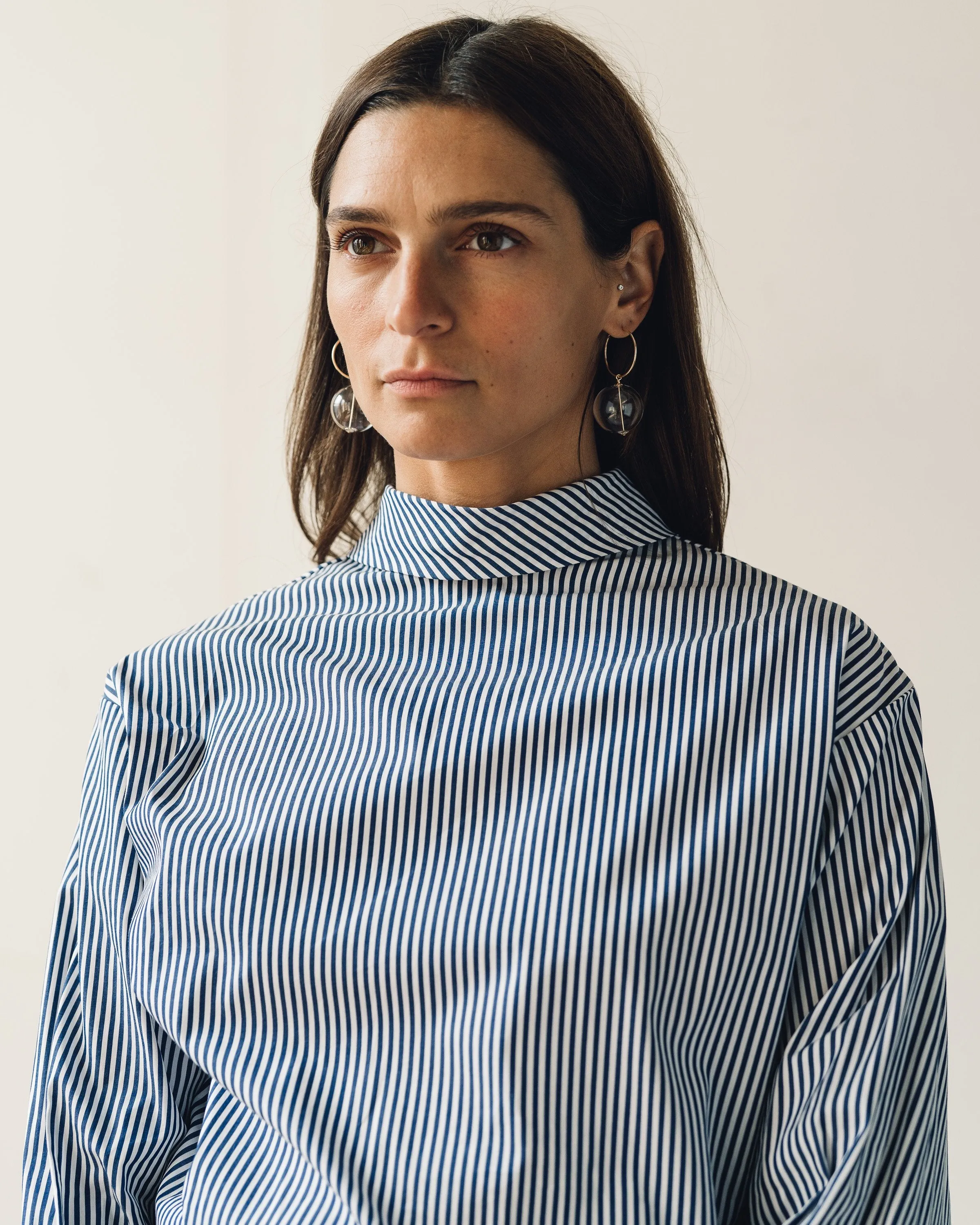 Jesse Kamm Box Turtleneck, Thin Stripe