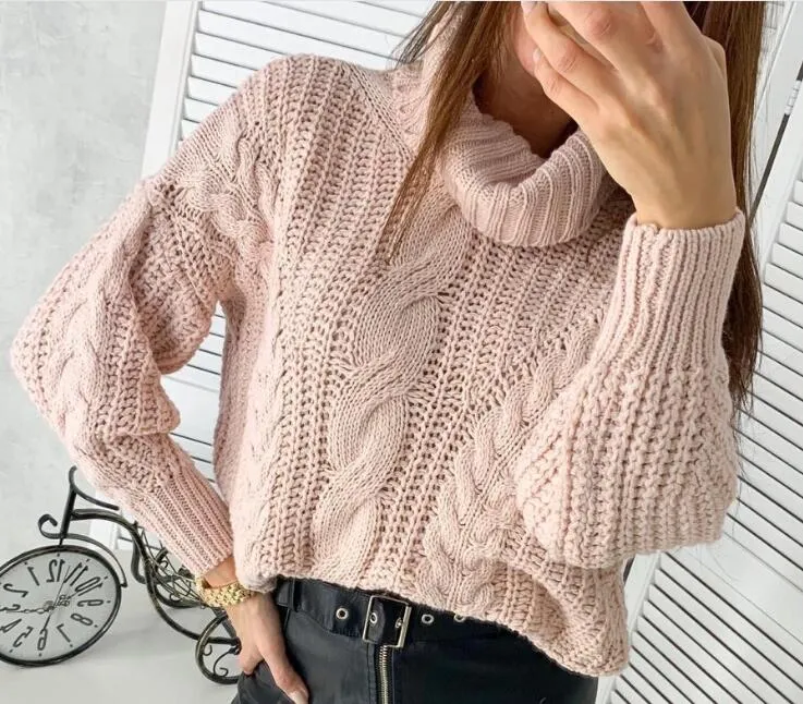 Joskaa 2024 Autumn Winter Women Turtleneck Sweater Loose Oversized Elegant Warm Knitted Pullovers Fashion Solid Tops Knitwear Jumper