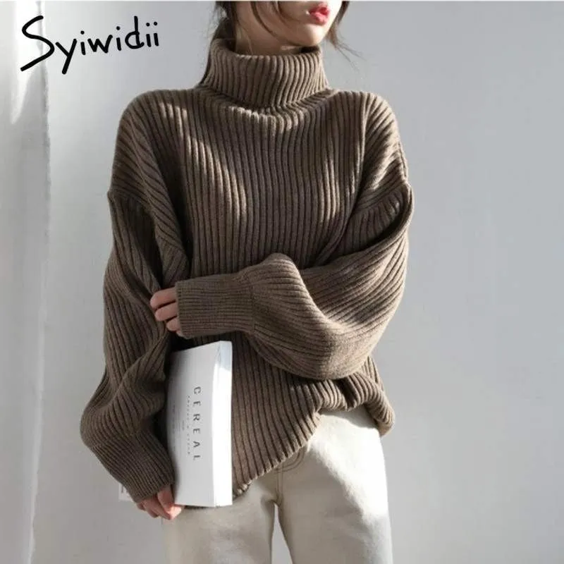 Joskaa Turtleneck Woman Sweaters Autumn Winter 2024 Fashion New Black Pullovers Long Sleeve Knitted Korean Tops Loose Jumpers