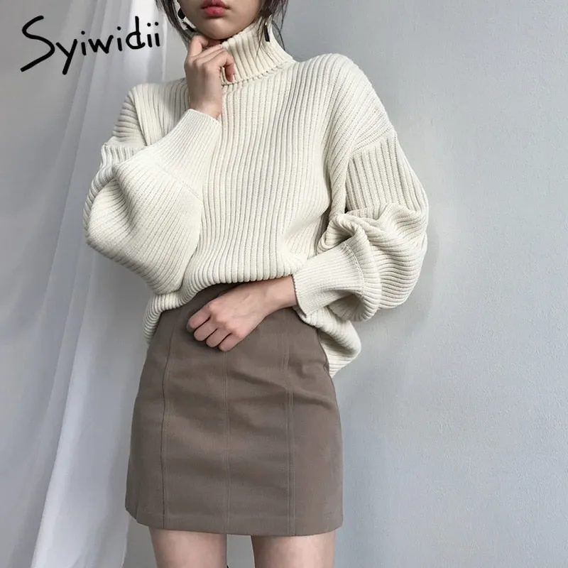 Joskaa Turtleneck Woman Sweaters Autumn Winter 2024 Fashion New Black Pullovers Long Sleeve Knitted Korean Tops Loose Jumpers