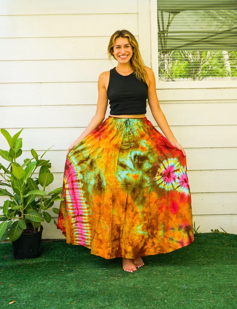 K4303- Hand Dyed Tiered Maxi Hippie Skirt