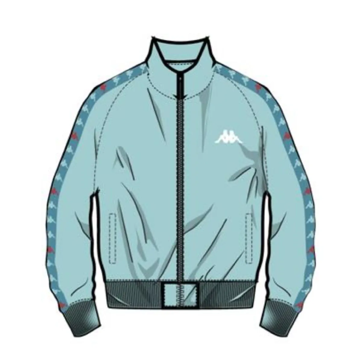 KAPPA 222 BANDA DULLO TRACK JACKET-GREEN WATER-BLUE PEACOCK-RED TOREADOR