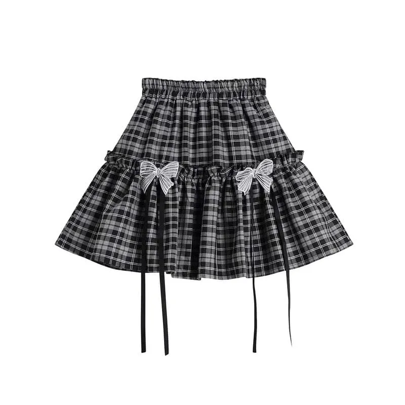 Kawaii Goth Plaid Bow Skirt