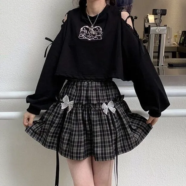 Kawaii Goth Plaid Bow Skirt