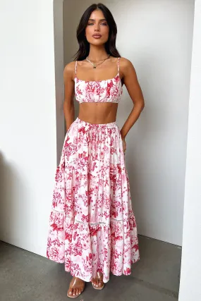 Kei Maxi Skirt - Pink / Red Floral