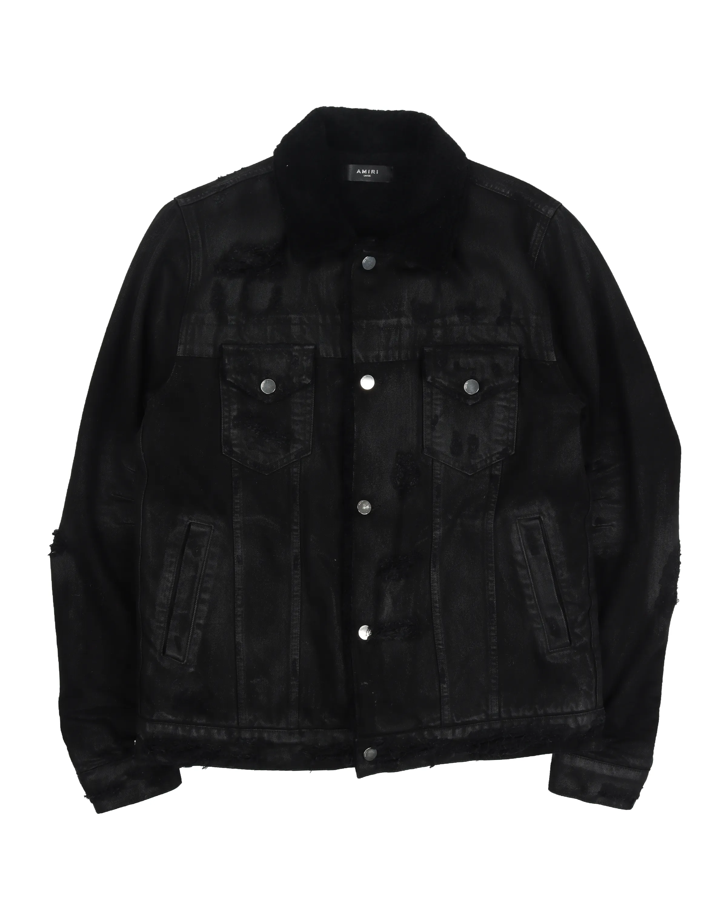 Killmonger Shearling Denim Trucker Jacket (Black)