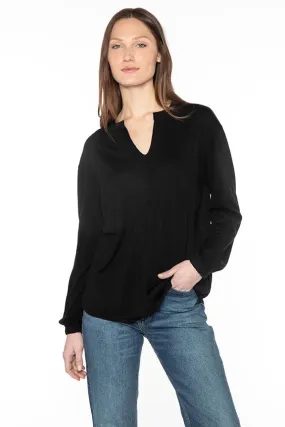 KINROSS CASHMERE - SPLIT NECK SILK AND CASHMERE PULLOVER