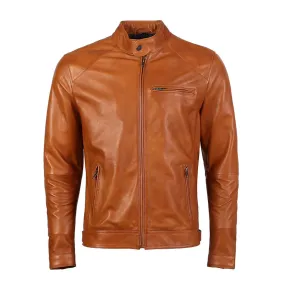 Kris Men's Caramel Brown Leather Jacket