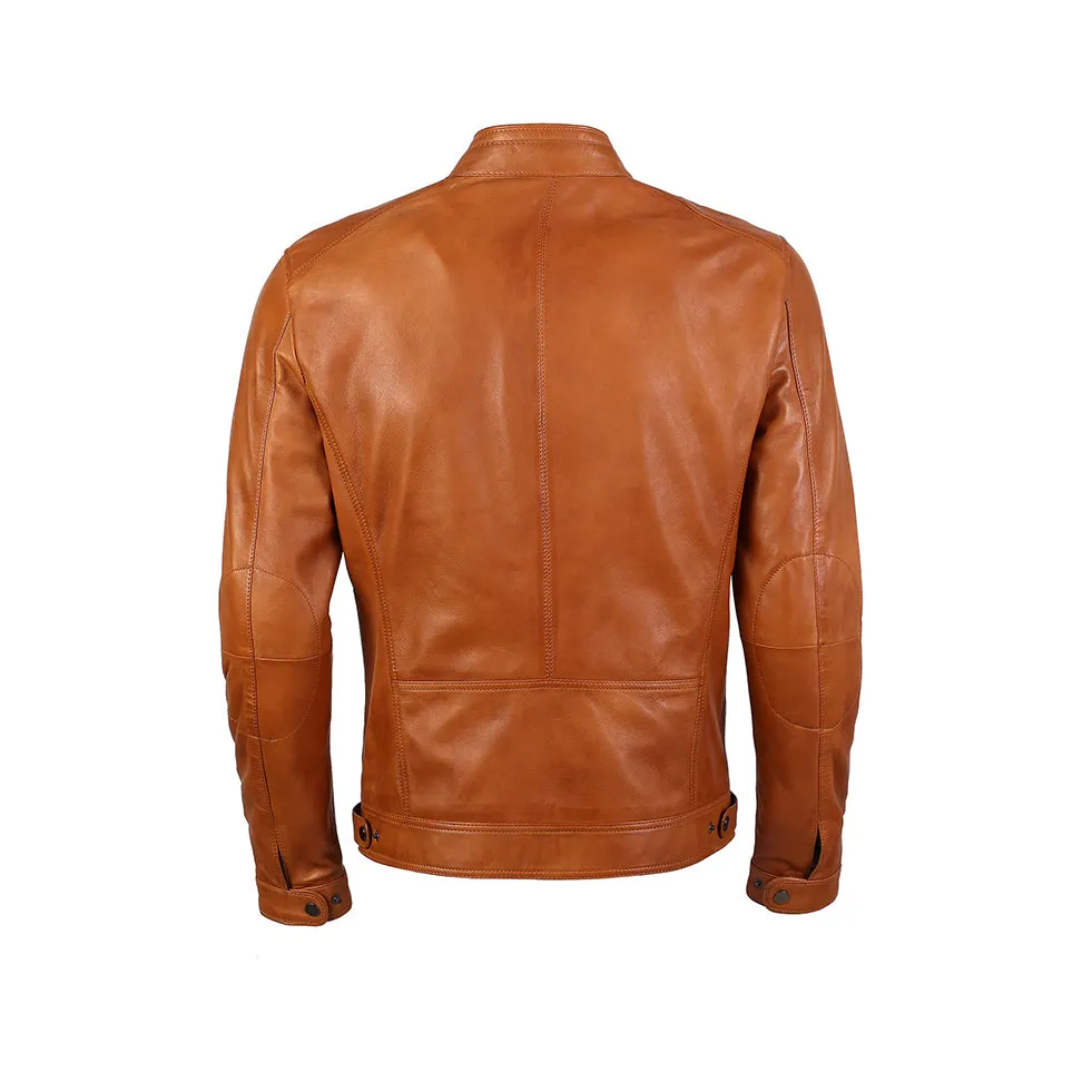 Kris Men's Caramel Brown Leather Jacket