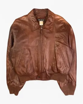 (L) Issey Miyake AW2004 Sample Leather Cropped Balloon Bomber Jacket