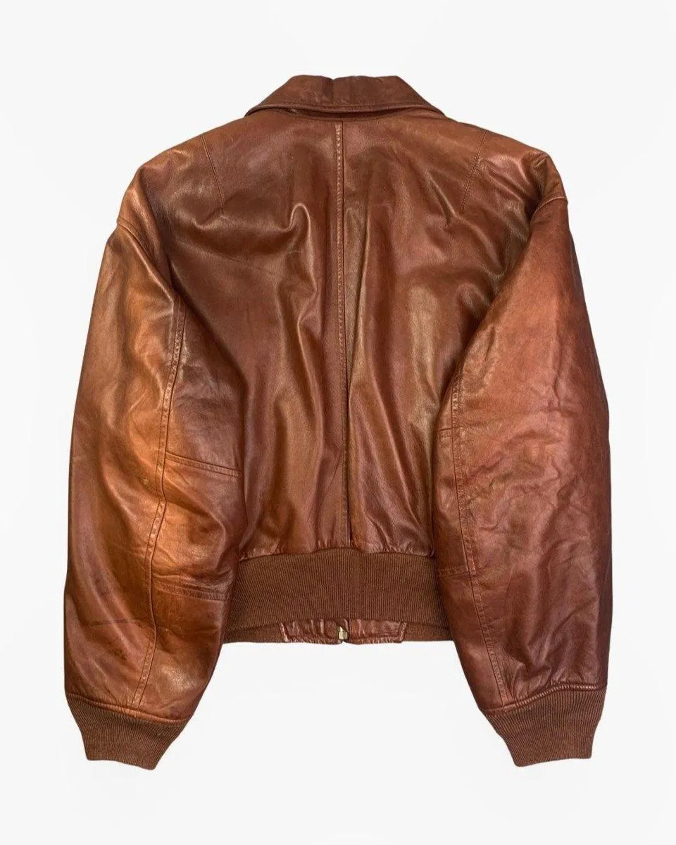 (L) Issey Miyake AW2004 Sample Leather Cropped Balloon Bomber Jacket