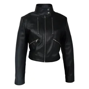 Ladies Sexy Short Cut Bolero Leather Jacket