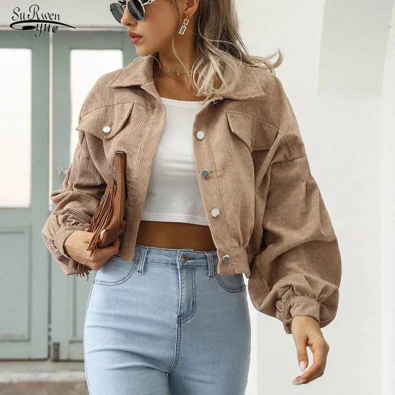 Lantern Sleeve Cropped Jacket