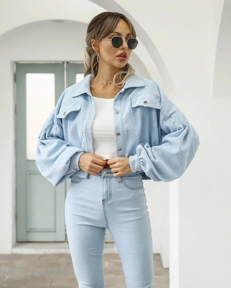 Lantern Sleeve Cropped Jacket