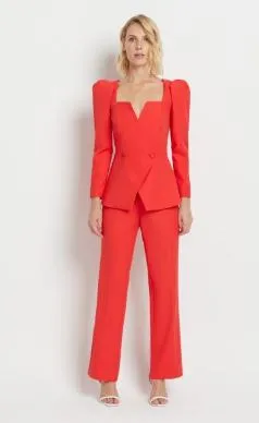 Laura Bernal Red Blazer and Trouser Set