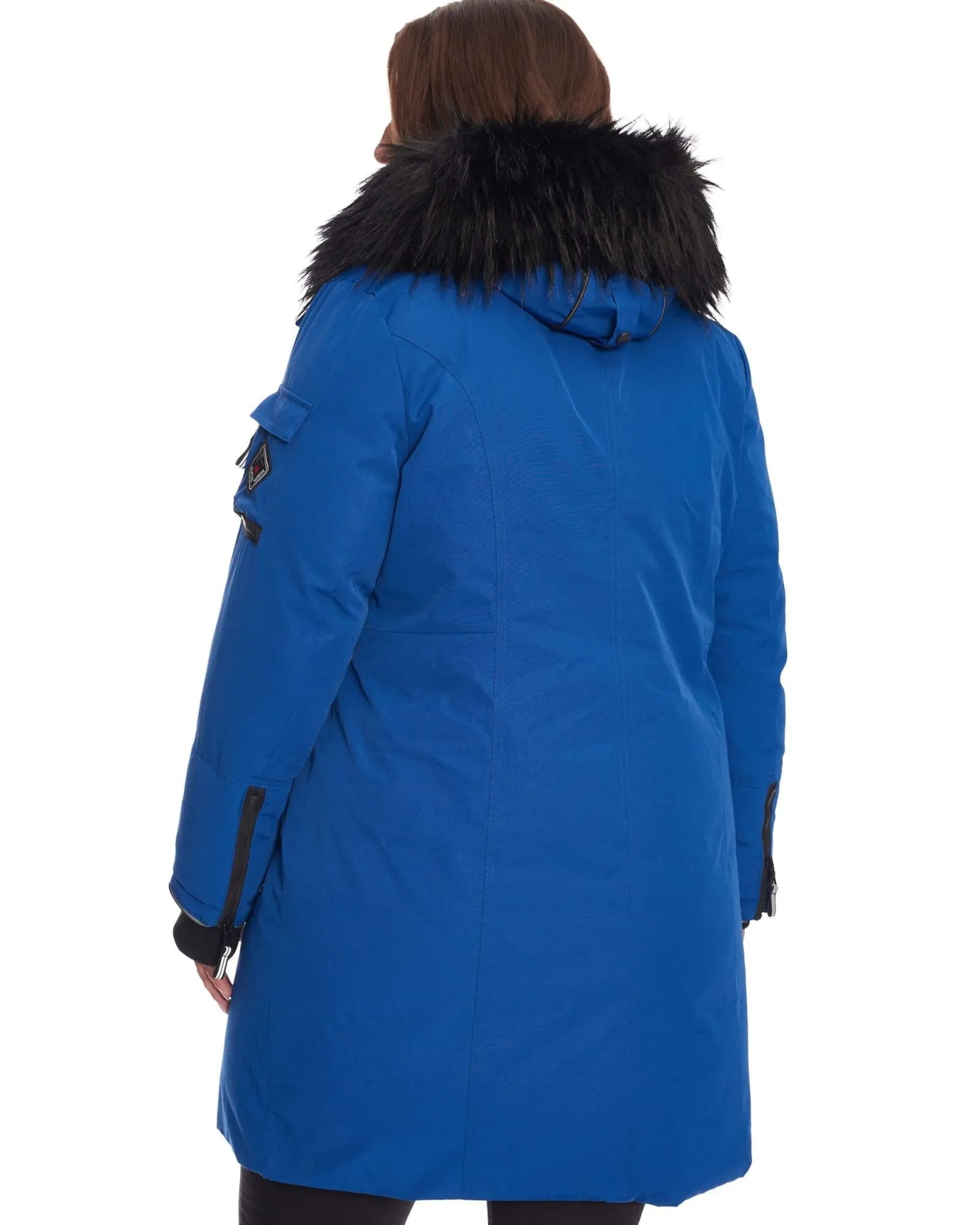 LAURENTIAN | Vegan Down Recycled Long Parka Winter With Faux Fur Hood | Cobalt