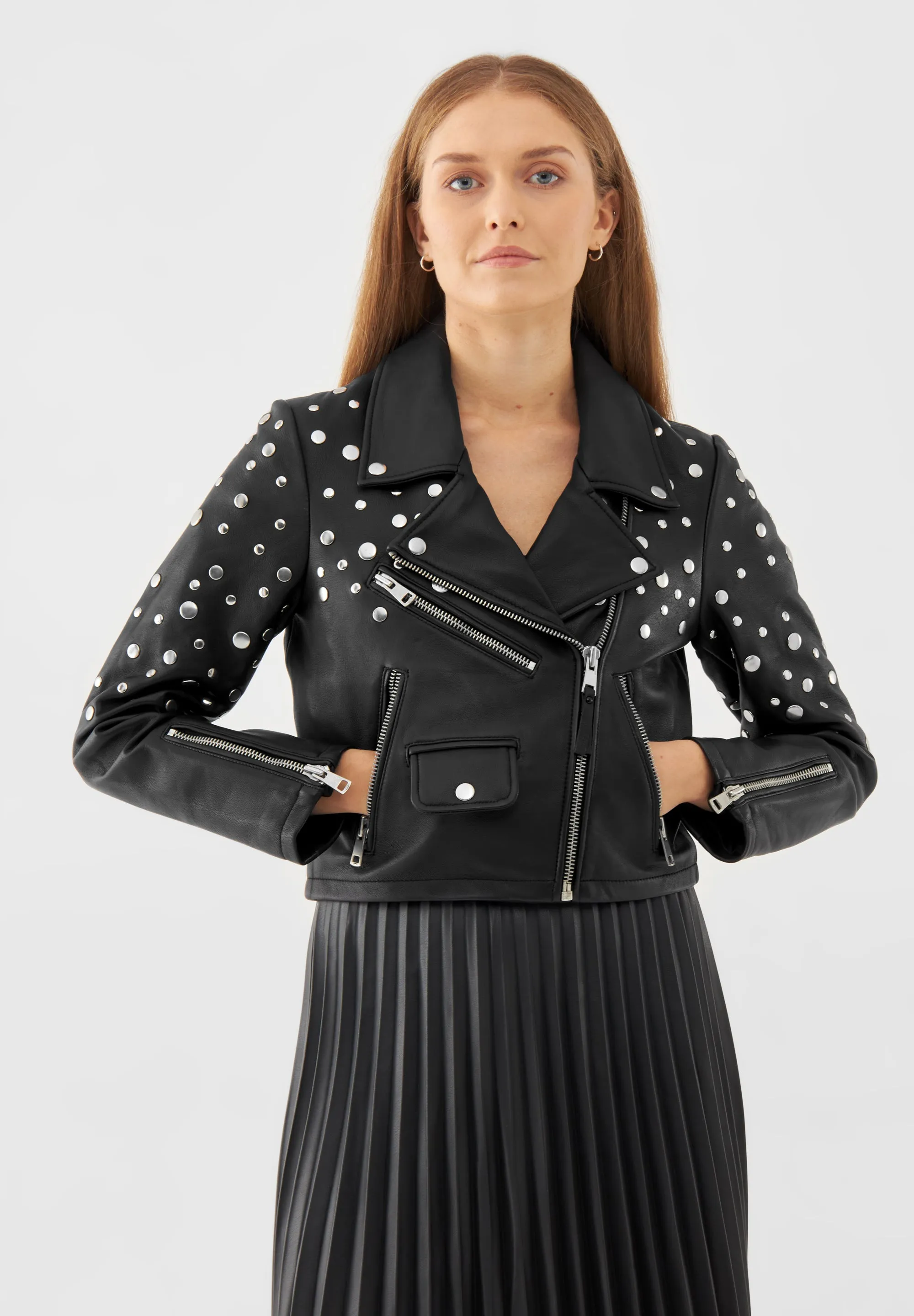 Leather Studded Biker Jacket