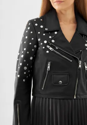 Leather Studded Biker Jacket