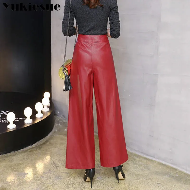 Leather Wide Leg Office/ Formal & Casual Pants