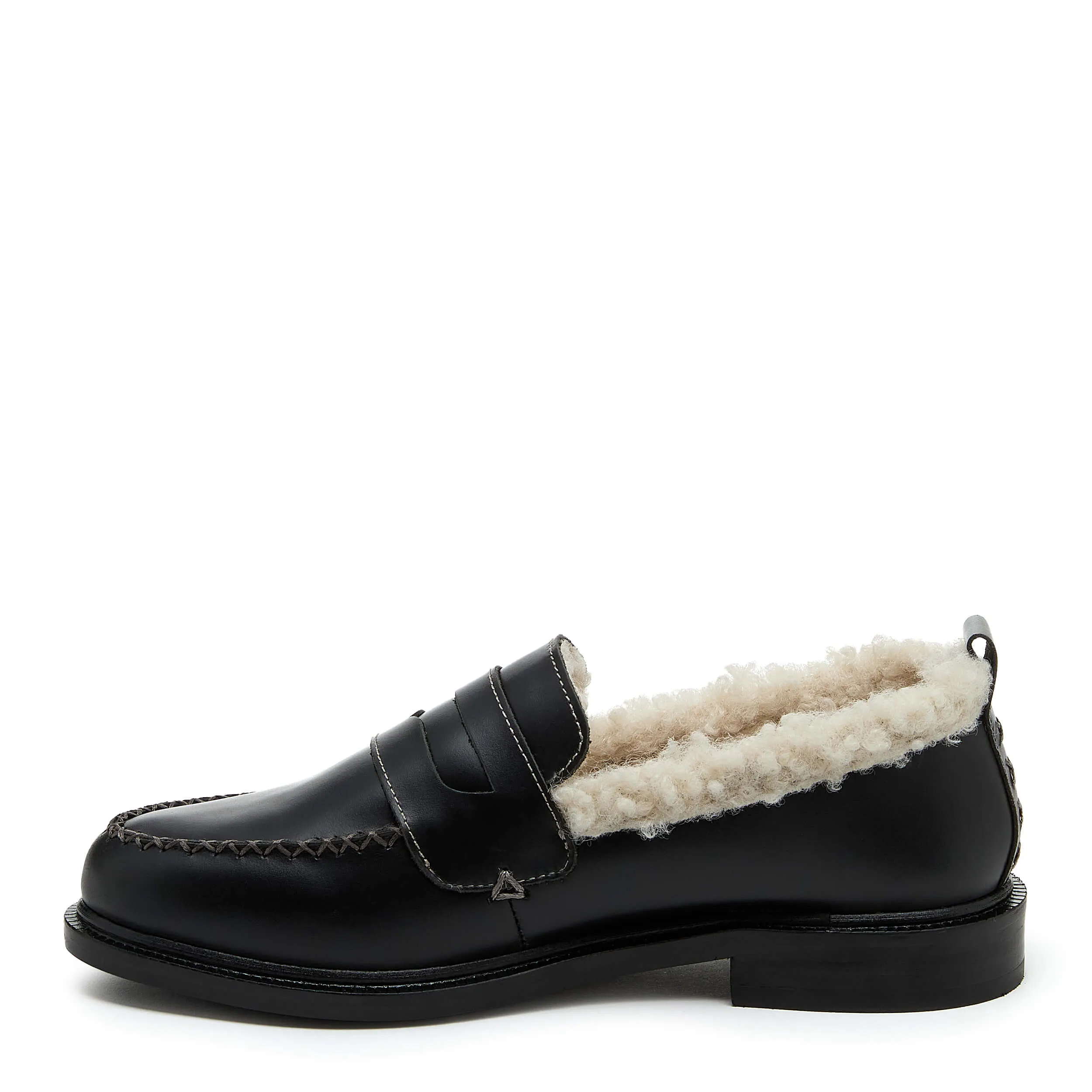 Lens Black Shearling Loafers