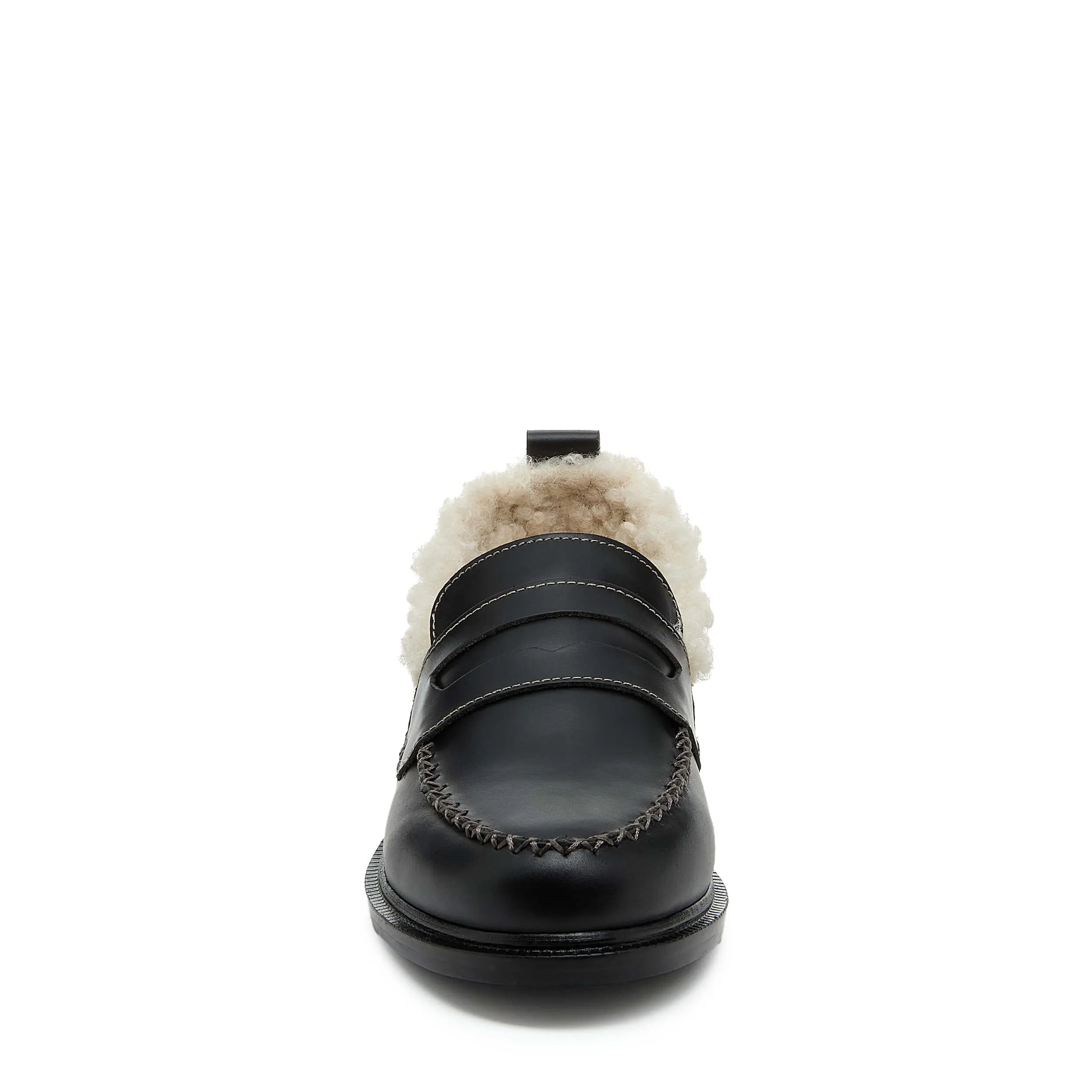 Lens Black Shearling Loafers