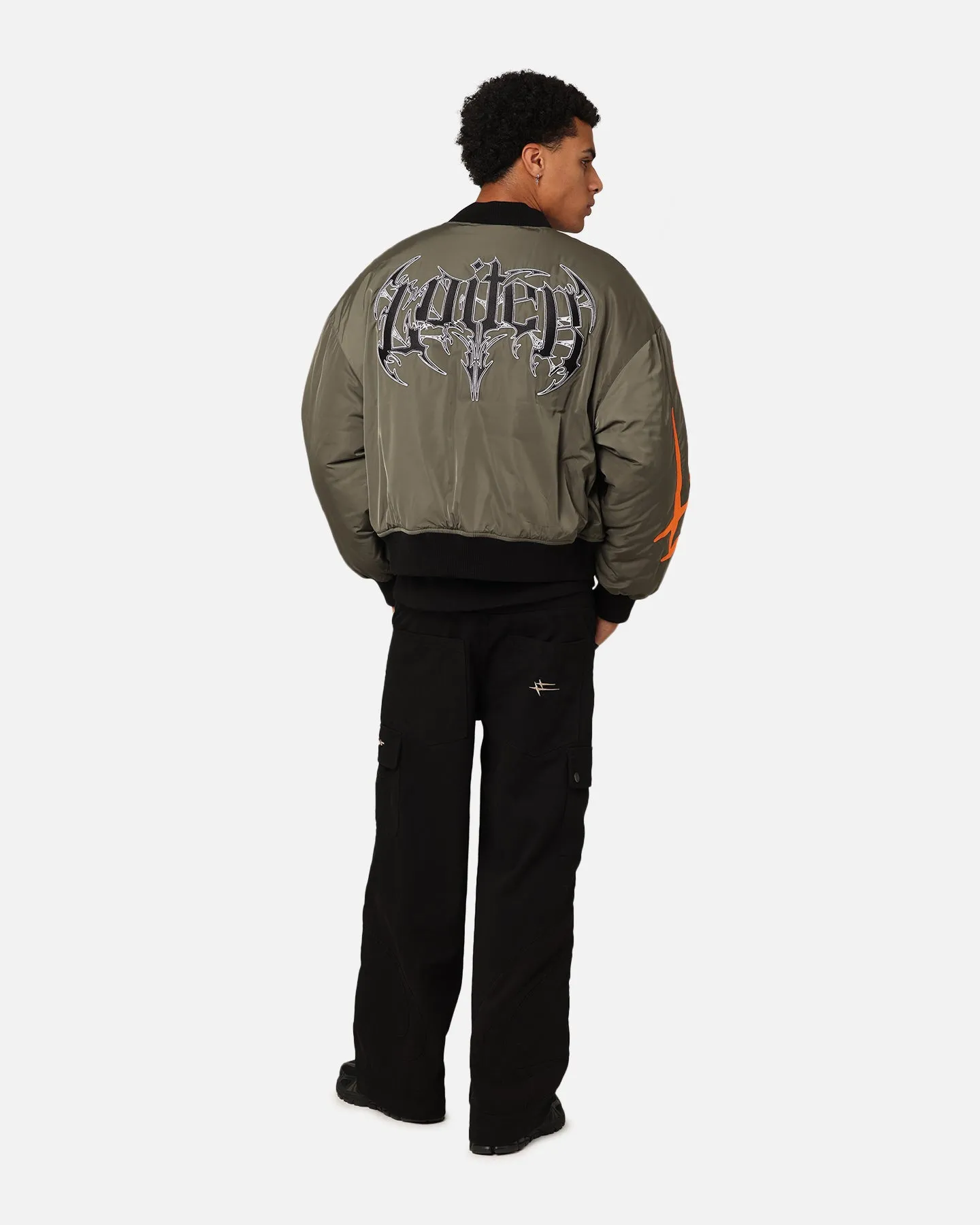 Loiter Shadow Cropped Bomber Jacket Khaki