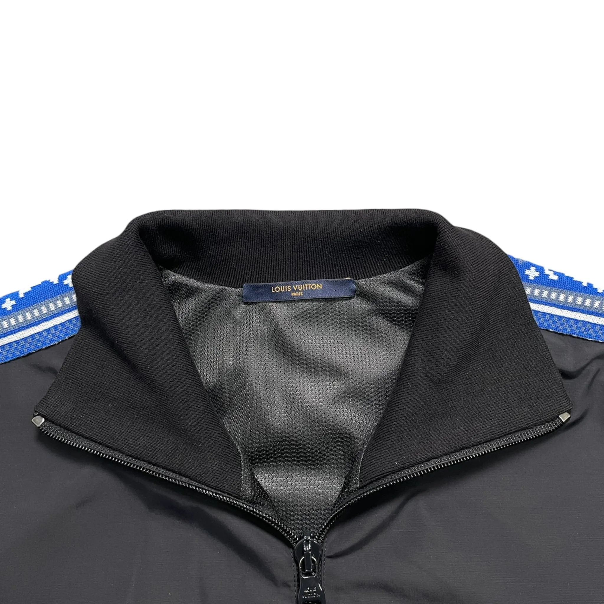 Louis Vuitton Nylon Tapered Track Jacket Black Blue Pre-Owned