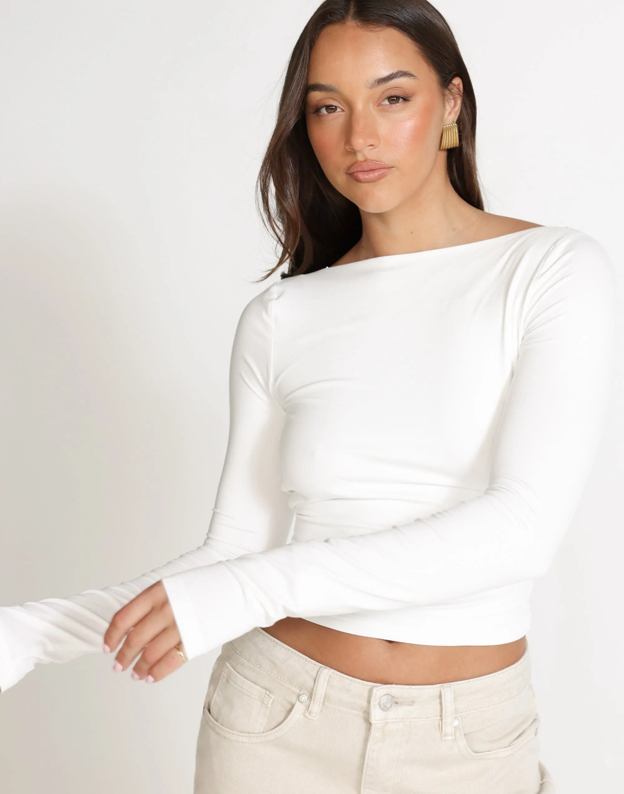 Lowen Long Sleeve Top (White)