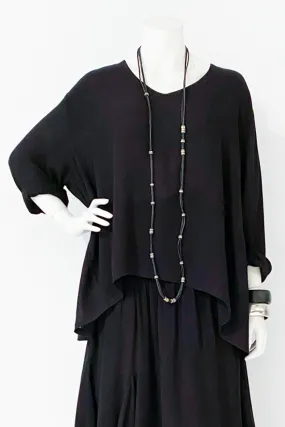 L/S Oggi Top in Black Crinkle