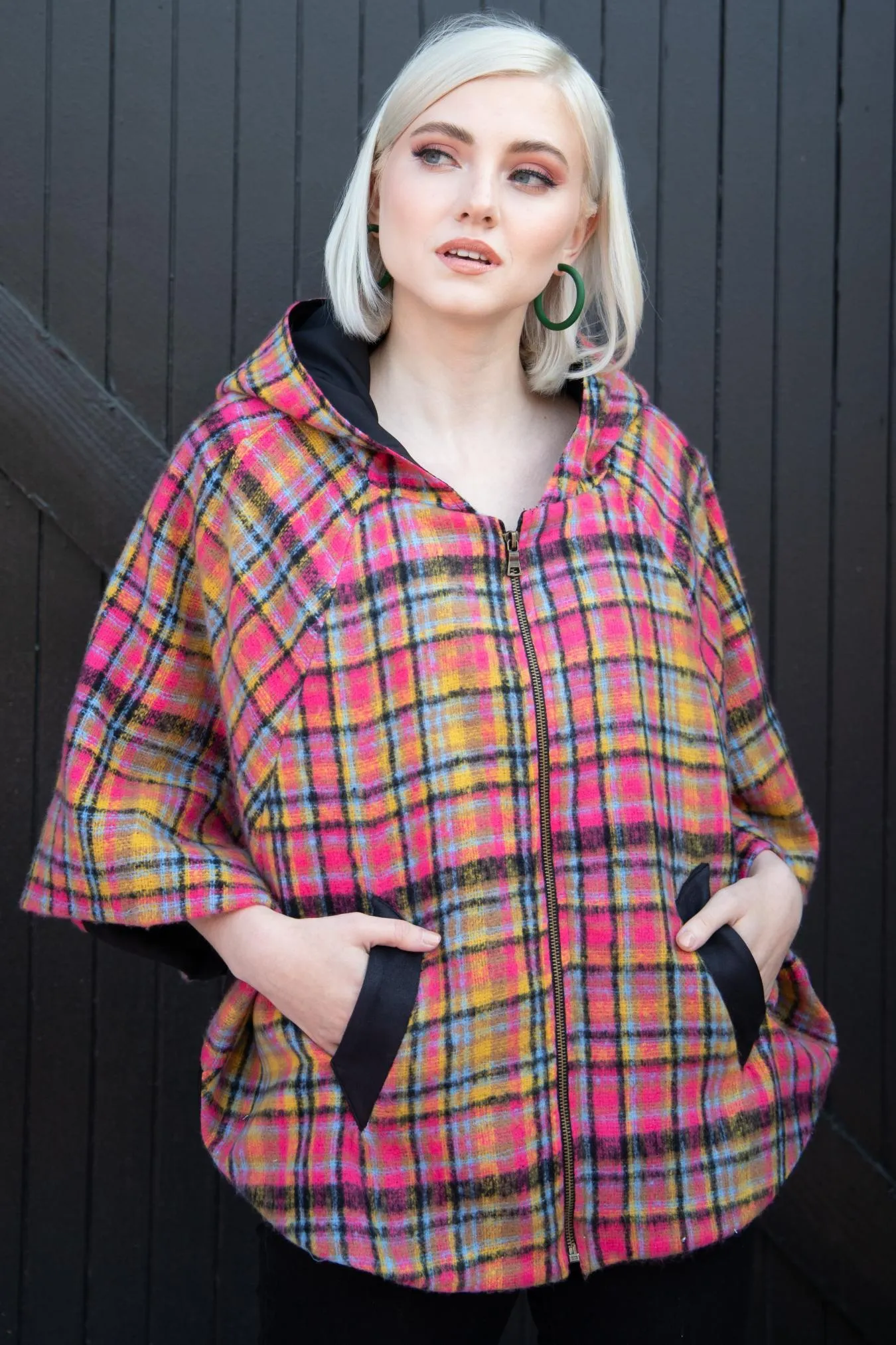 Mari Cape - Pink Plaid