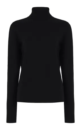 May Knit Turtleneck in Black Merino Wool Cashmere