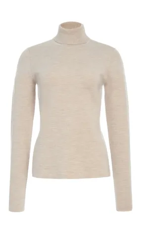 May Knit Turtleneck in Oatmeal Merino Wool Cashmere