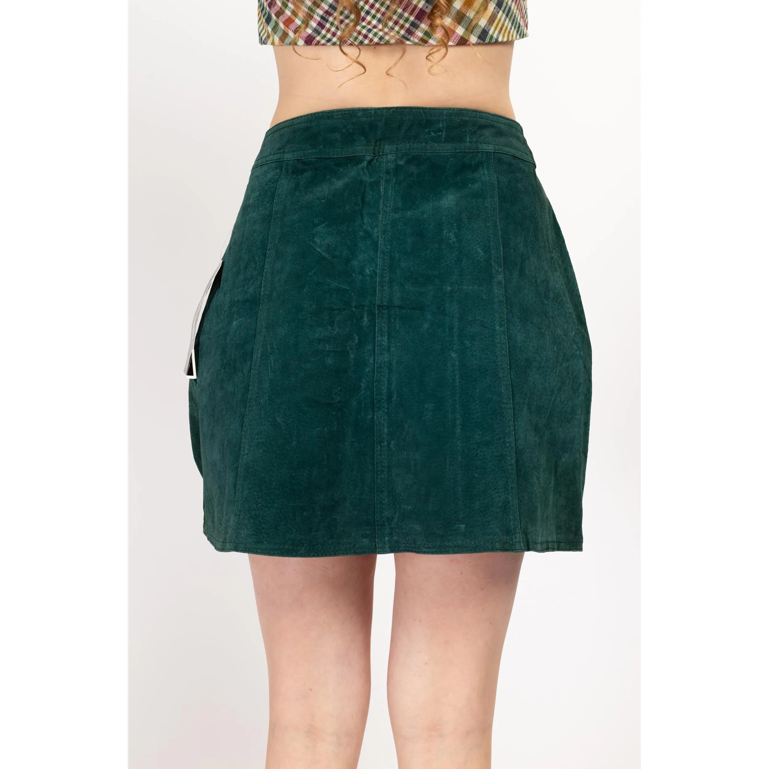 Medium 90s Emerald Green Suede Mini Skirt Size 8 NWT