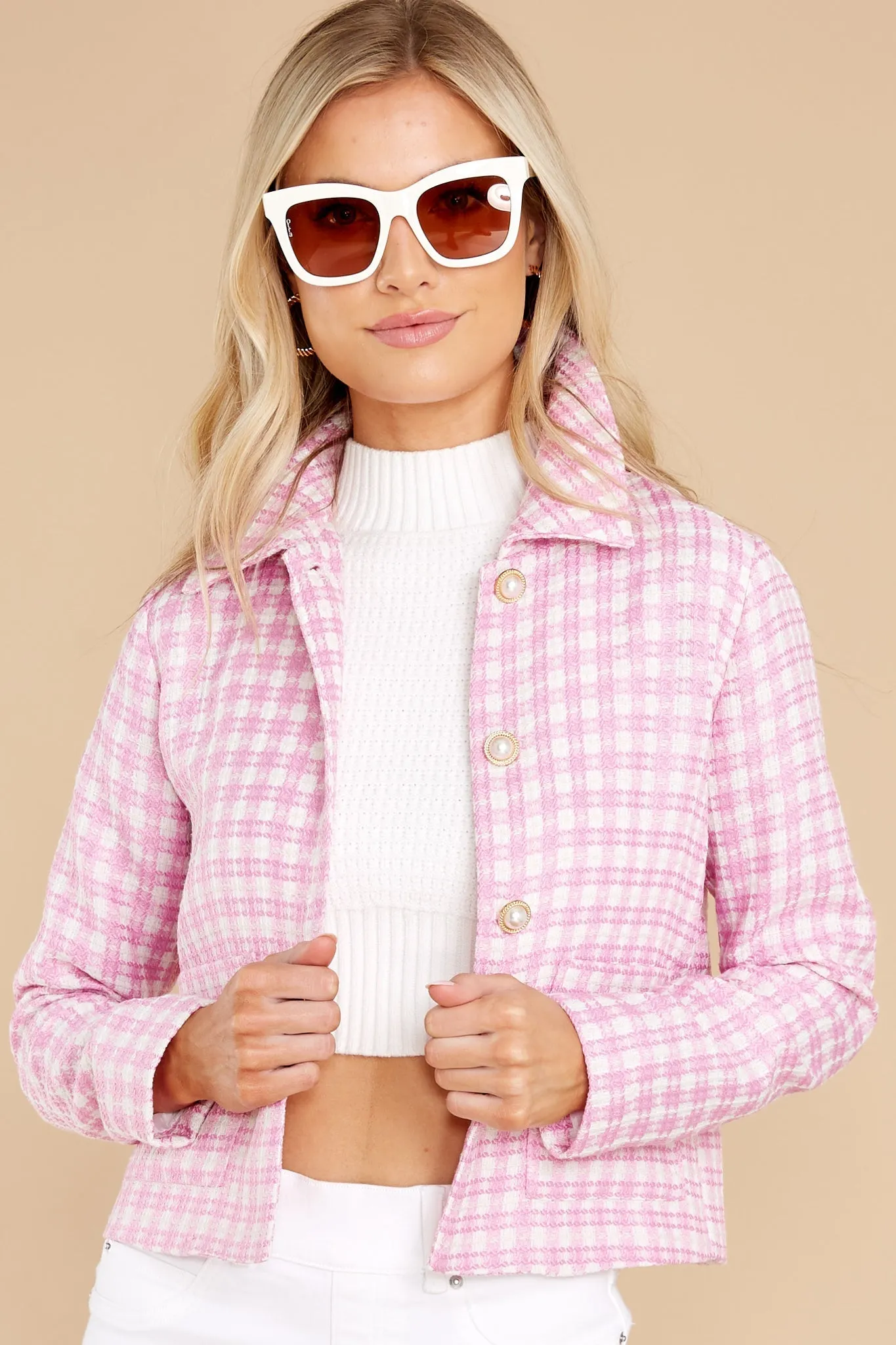 Meet Me On Melrose Hot Pink Tweed Jacket