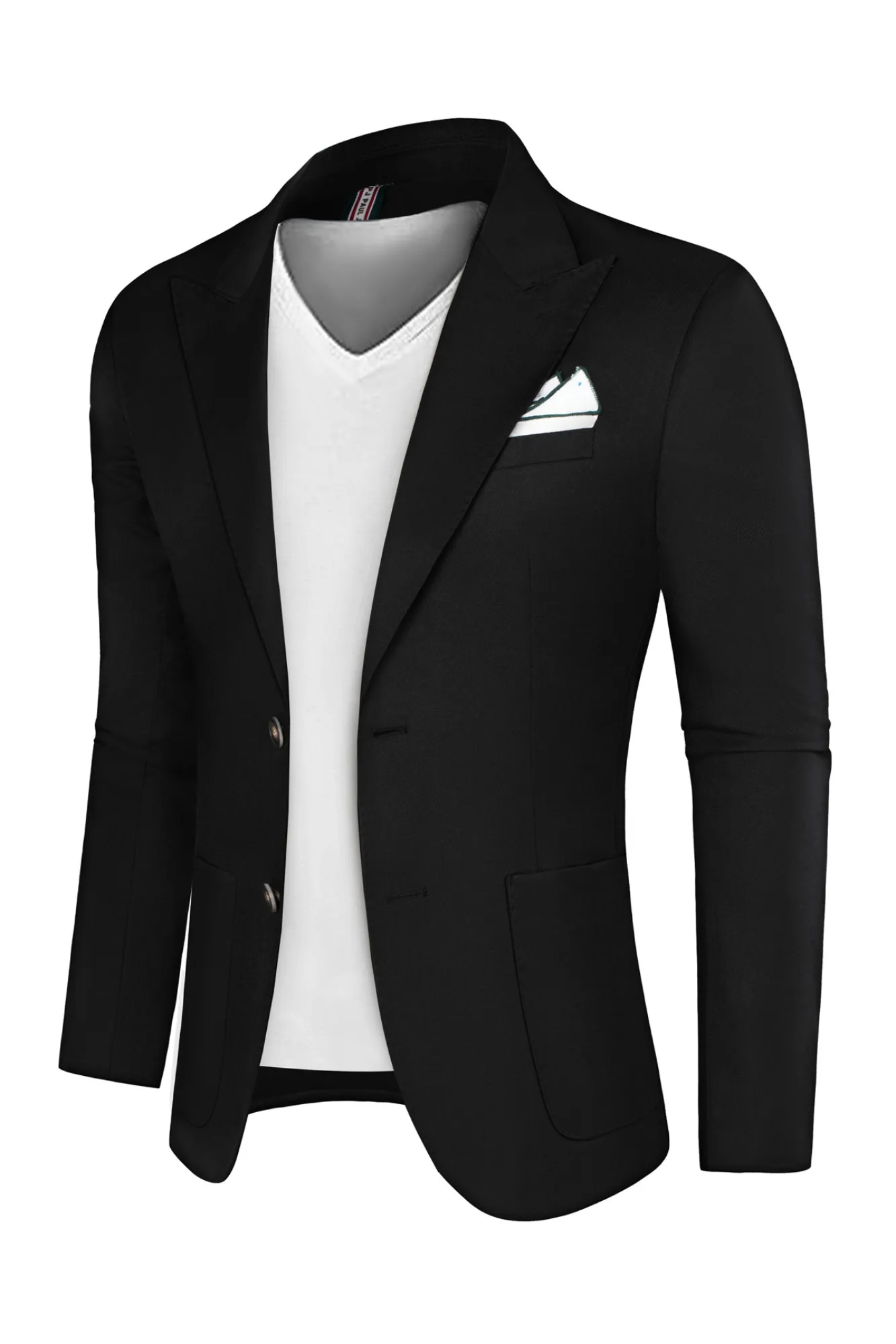 Men Back Slit Blazer Coat Casual Peak Lapel Two-Button Suit Coat