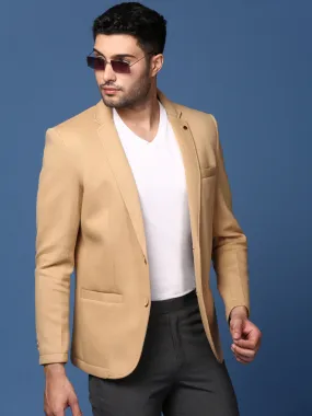 Men Khaki Slim Fit Single Breasted Blazer