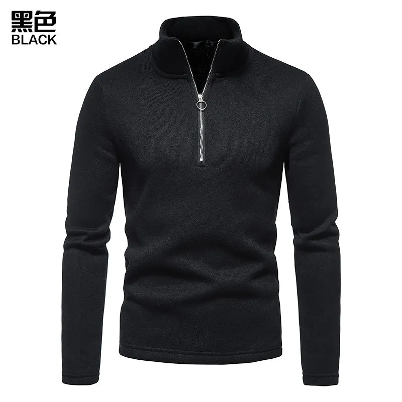 Men Turtleneck Zippers Long Sleeves T-Shirt