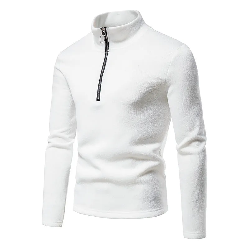 Men Turtleneck Zippers Long Sleeves T-Shirt