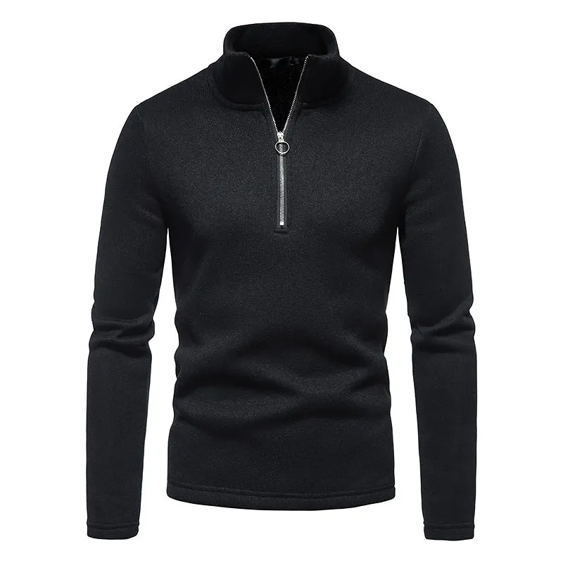 Men Turtleneck Zippers Long Sleeves T-Shirt