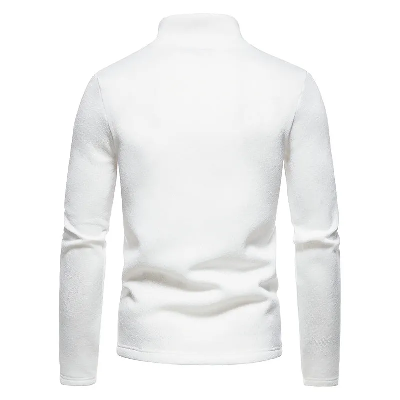 Men Turtleneck Zippers Long Sleeves T-Shirt