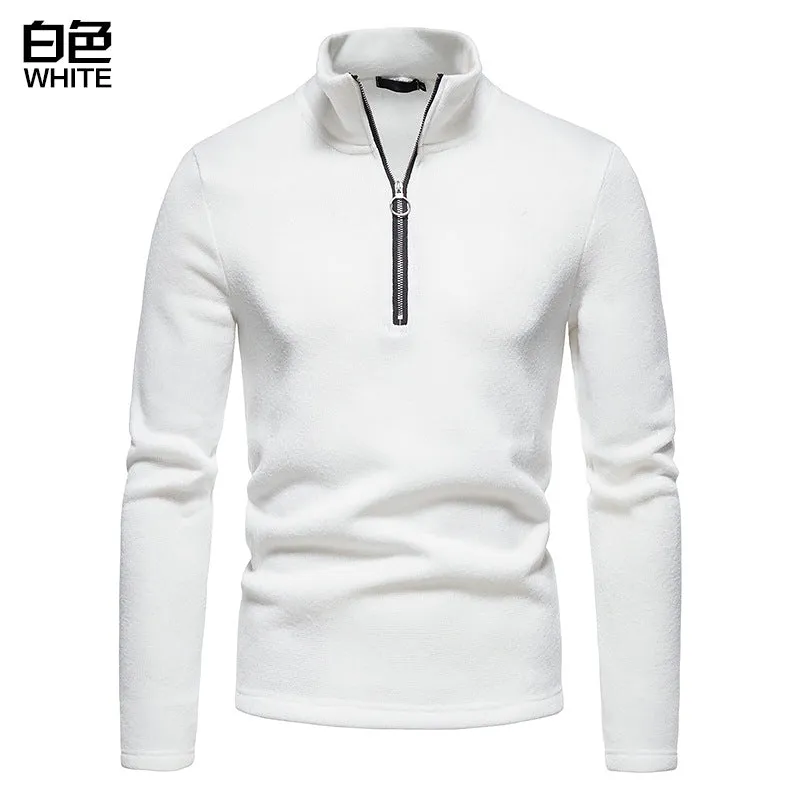 Men Turtleneck Zippers Long Sleeves T-Shirt