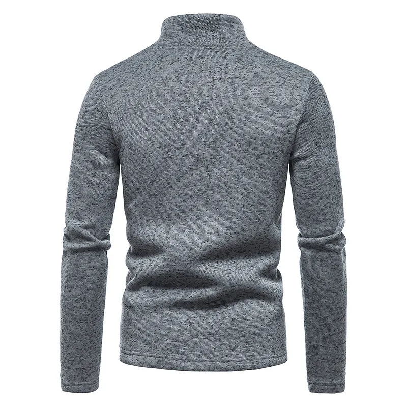 Men Turtleneck Zippers Long Sleeves T-Shirt