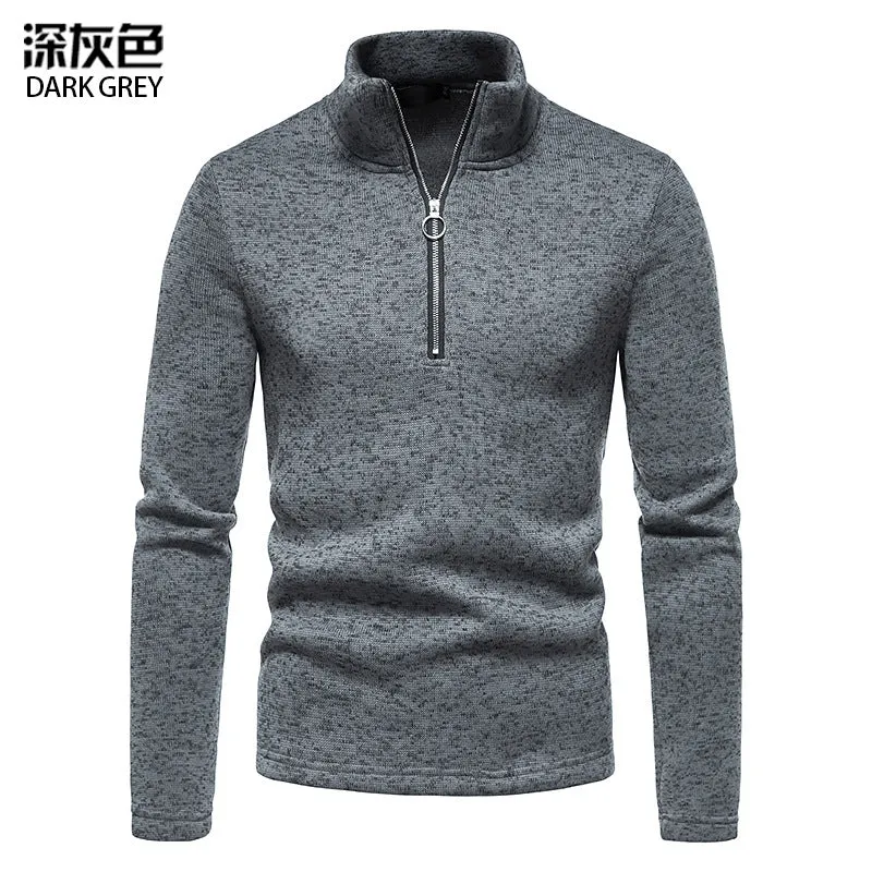 Men Turtleneck Zippers Long Sleeves T-Shirt