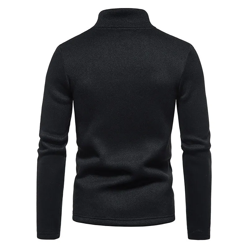 Men Turtleneck Zippers Long Sleeves T-Shirt